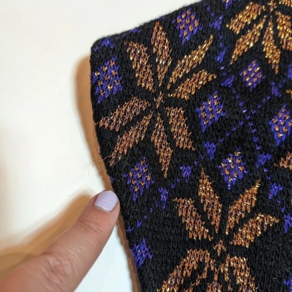 Vintage  Rose Sparkle Black Gold Indigo Purple Snowflake Floral Small - Picture 8 of 9